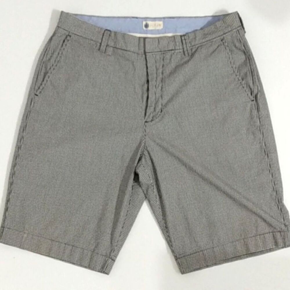 J. Crew Shorts Men's 33 Gingham Print Black White Check Cotton Shorts